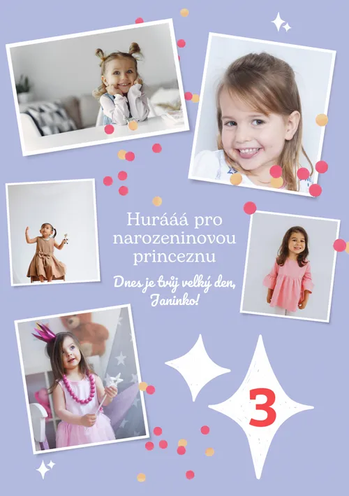 Narozeninové přání pro narozeninovou princeznu s 5 fotografiemi
